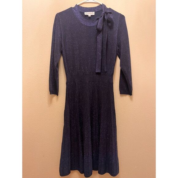 Nanette Lepore 3/4 sleeve knee length navy sparkle sweater dress - M - Picture 1 of 3